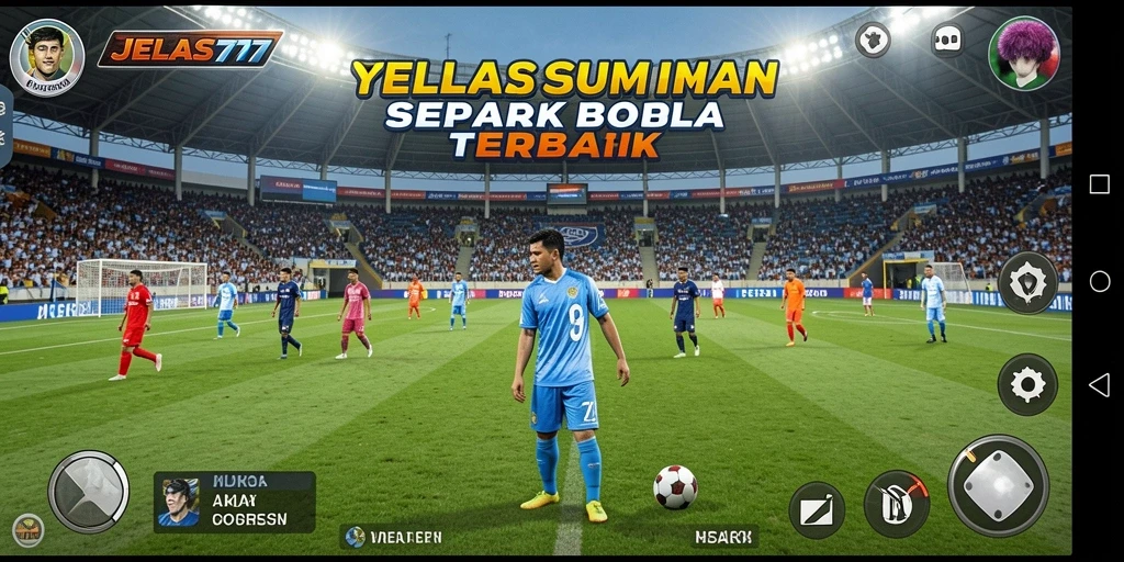 Screenshot gameplay JELAS777 yang menampilkan aksi sepak bola.