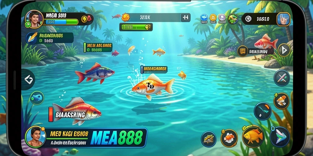 Tampilan gameplay MEGA888 yang menampilkan keseruan memancing.
