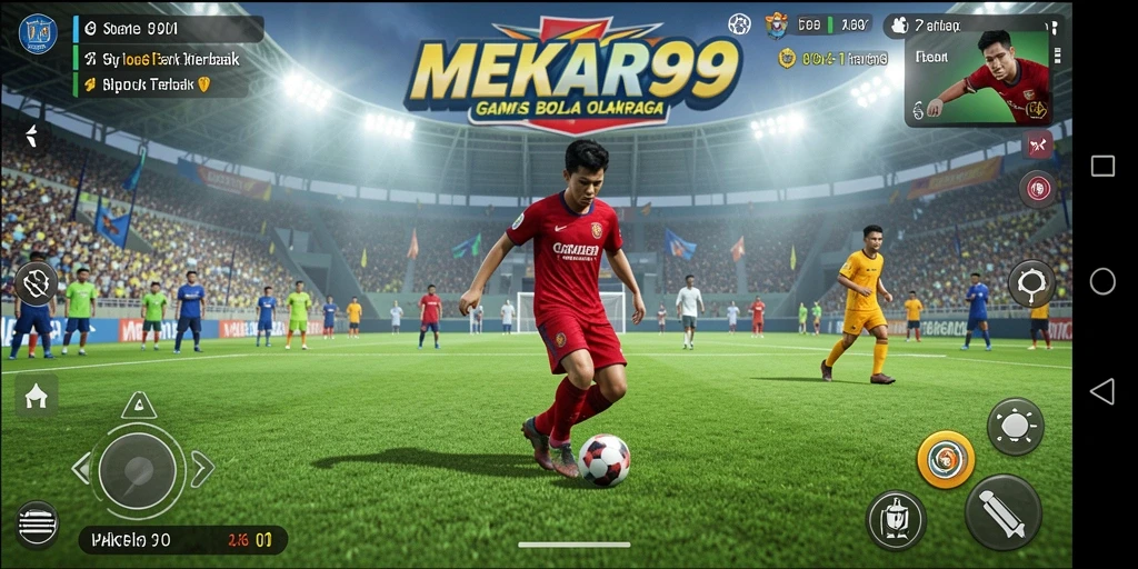 Tampilan gameplay menarik dari MEKAR99 yang penuh aksi sepak bola.