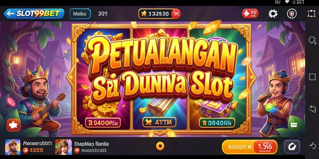 Tangkapan layar utama SLOT99BET menampilkan gameplay petualangan yang seru dan penuh warna.
