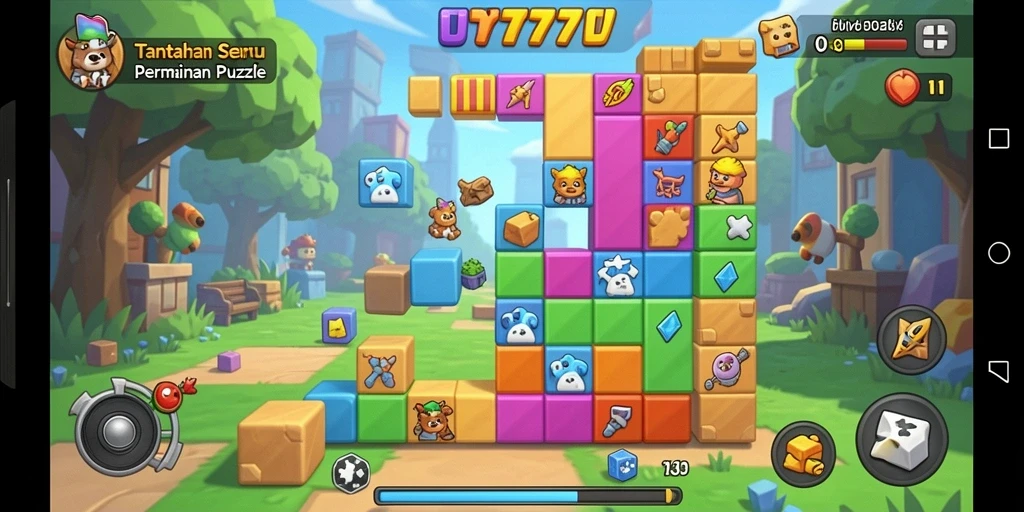 Tangkapan layar utama UT77 menunjukkan gameplay Puzzle yang menantang dan seru.