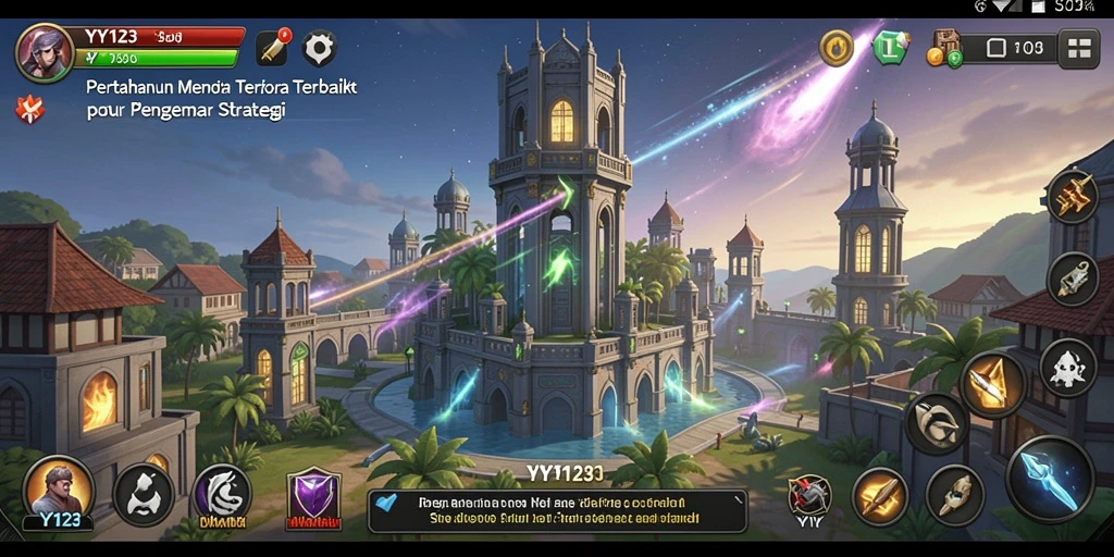 Tampilan gameplay menegangkan dari YY123 dalam Tower Defense.